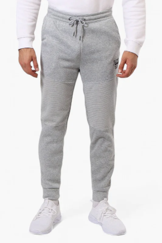 Timeless Minimal Trendy Apparel Super Triple Goose Tie Waist Track and Field Print Joggers - Grey Timeless Minimal Trendy Apparel Super Triple Goose Tie Waist Track and Field Print Joggers - Grey