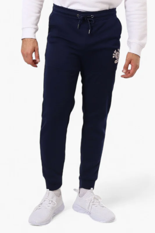 Relaxed Edge Fresh Outfit Super Triple Goose Tie Waist New York Print Joggers - Navy Relaxed Edge Fresh Outfit Super Triple Goose Tie Waist New York Print Joggers - Navy