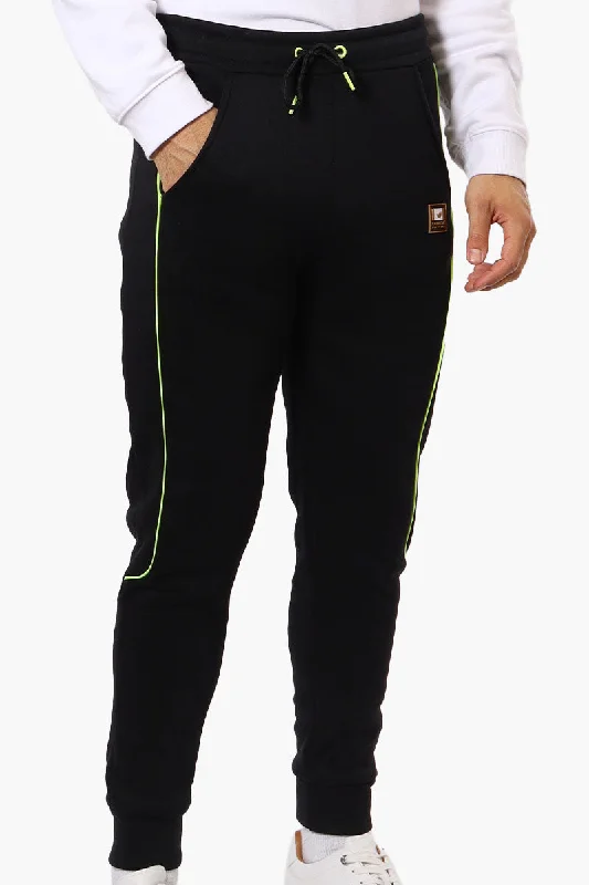 Urban Cool Streetwear Clothing Canada Work Gear Contrast Piping Detail Joggers - Black Urban Cool Streetwear Clothing Canada Work Gear Contrast Piping Detail Joggers - Black