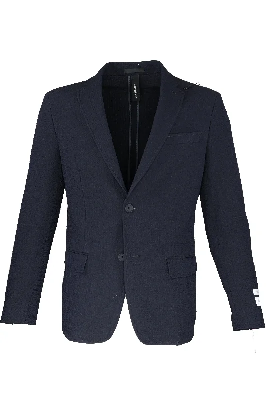 Sophisticated Modern Casual Outerwear Calvin Klein Textured Sport Coat Navy