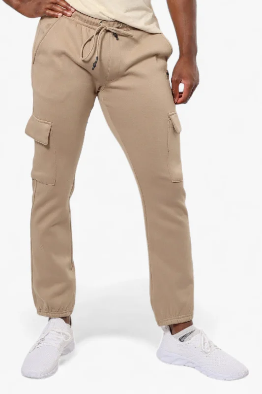 Heritage Edge Stylish Suits Essentials Solid Tie Waist Cargo Joggers - Beige