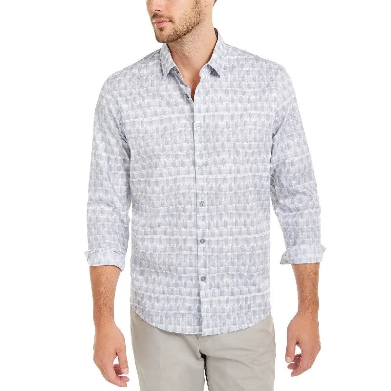 Polished Minimal Casual Attire Alfani Men's Classic-Fit Geo-Stripe Shirt Gray Size Extra Large Polished Minimal Casual Attire Alfani Men's Classic-Fit Geo-Stripe Shirt Gray Size Extra Large