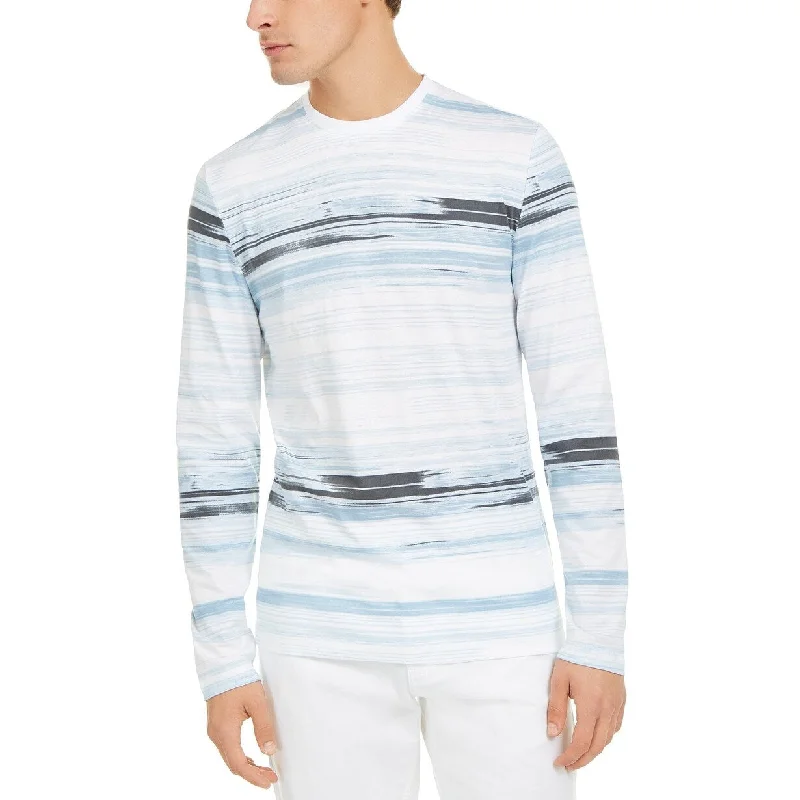 Minimal Timeless Trendy Look Alfani Men's Stripe T-Shirt White Size Large