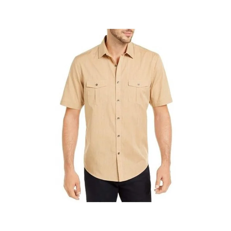 Timeless Minimal Travel Wear Alfani Men's Warren Textured Short Sleeve Shirt Brown Size Small Timeless Minimal Travel Wear Alfani Men's Warren Textured Short Sleeve Shirt Brown Size Small