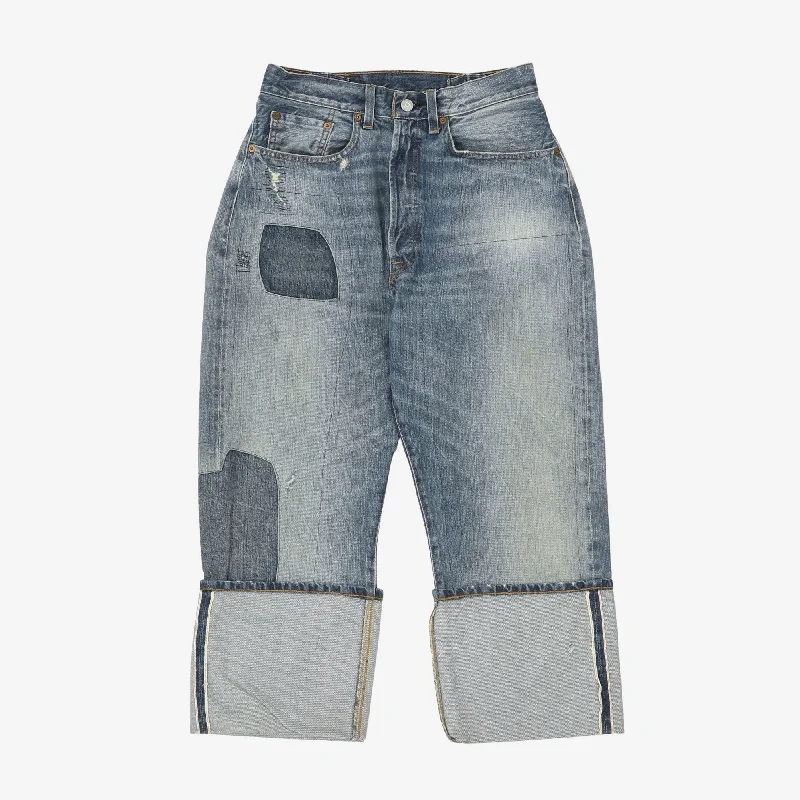 Chic Monochrome Urban Outfits Distressed Selvedge Denim (28W x 24L)