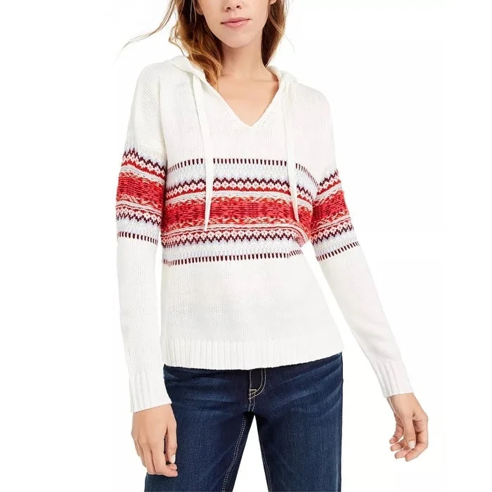 Classic Edge Sporty Designs American Rag Junior's Fair Isle Hoodie Sweater White Size Medium Classic Edge Sporty Designs American Rag Junior's Fair Isle Hoodie Sweater White Size Medium