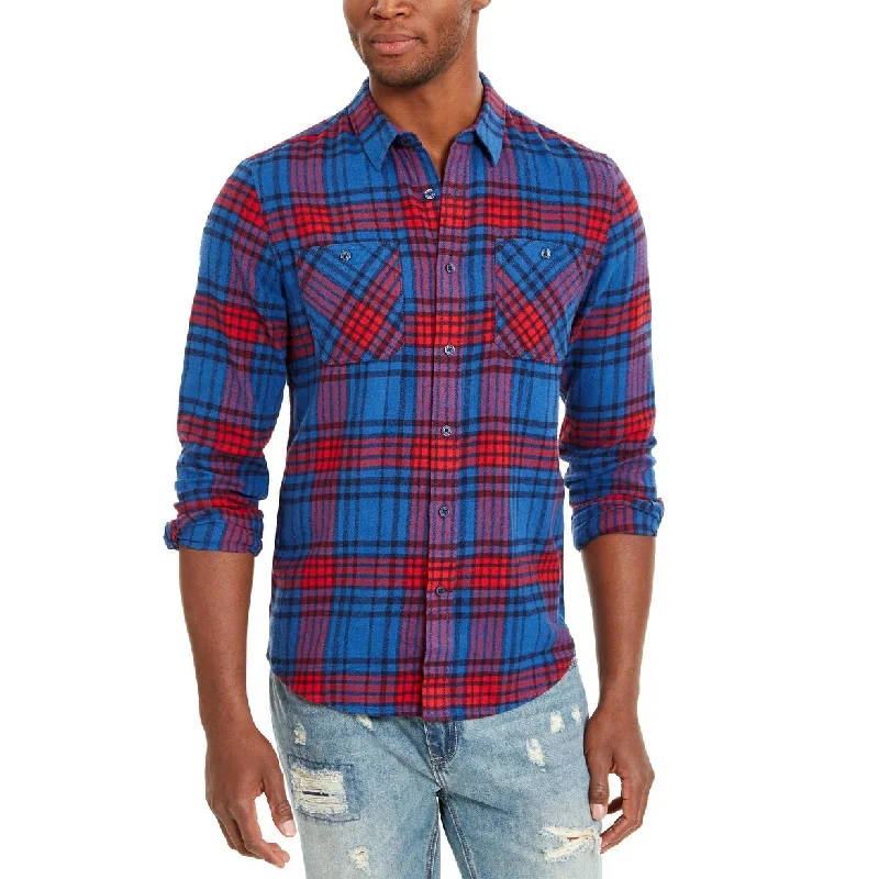 Contemporary Classic Layered Styles American Rag Men's Brady Plaid Shirt Navy Size Large Contemporary Classic Layered Styles American Rag Men's Brady Plaid Shirt Navy Size Large