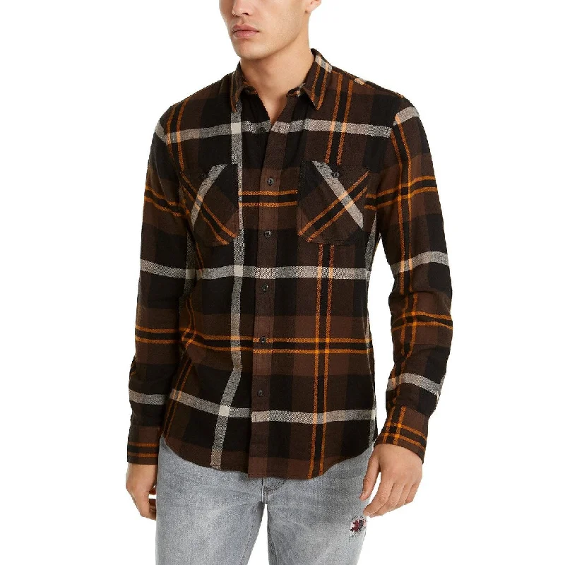 Smart Contemporary Urban Fashion American Rag Men's Drew Plaid Flannel Shirt Black Size Small Smart Contemporary Urban Fashion American Rag Men's Drew Plaid Flannel Shirt Black Size Small
