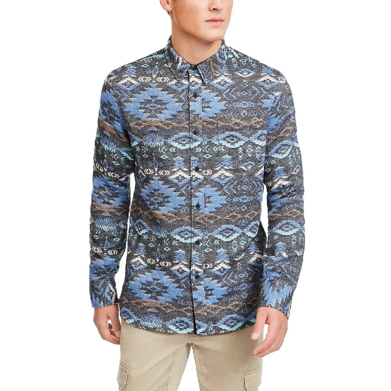 Sophisticated Rugged Urban Outfits American Rag Men's Geometric Rancher Shirt Navy Size Medium Sophisticated Rugged Urban Outfits American Rag Men's Geometric Rancher Shirt Navy Size Medium