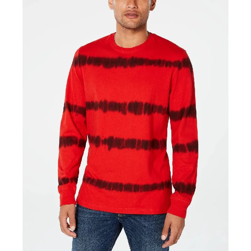 Understated Street Casual Shoes American Rag Men's Tie Dye Striped Long-Sleeve T-Shirt Red Size Large