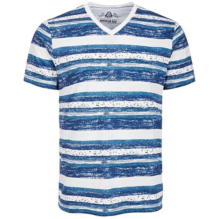 Street Chic Formal Shirts American Rag Men's V-Neck Striped Speckled T-Shirt Navy Size XX Large - XX-Large Street Chic Formal Shirts American Rag Men's V-Neck Striped Speckled T-Shirt Navy Size XX Large - XX-Large