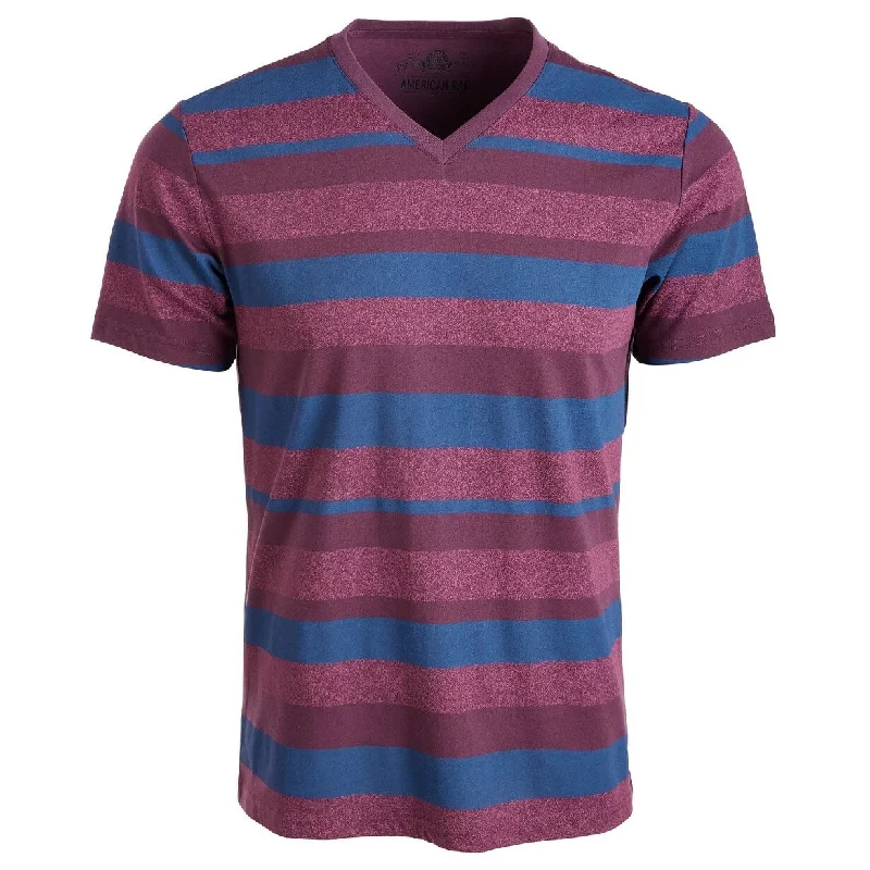 Modern Minimal Stylish Casuals American Rag Men's V Neck Striped T-Shirt Red Size Large Modern Minimal Stylish Casuals American Rag Men's V Neck Striped T-Shirt Red Size Large