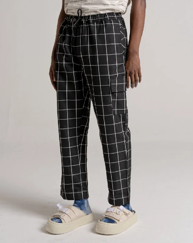 Casual Minimal All-Day Wear BEGAZI MEN'S CHECK TROUSERS - BLACK
