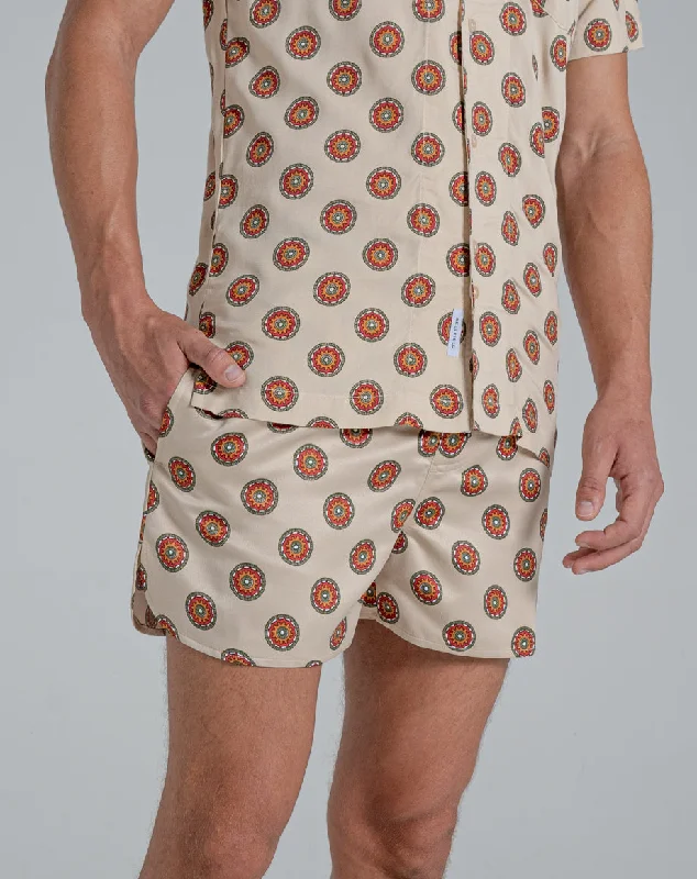 Timeless Cool Formal Casuals SUTRA PRINT MENS SWIM SHORTS | MUSHROOM