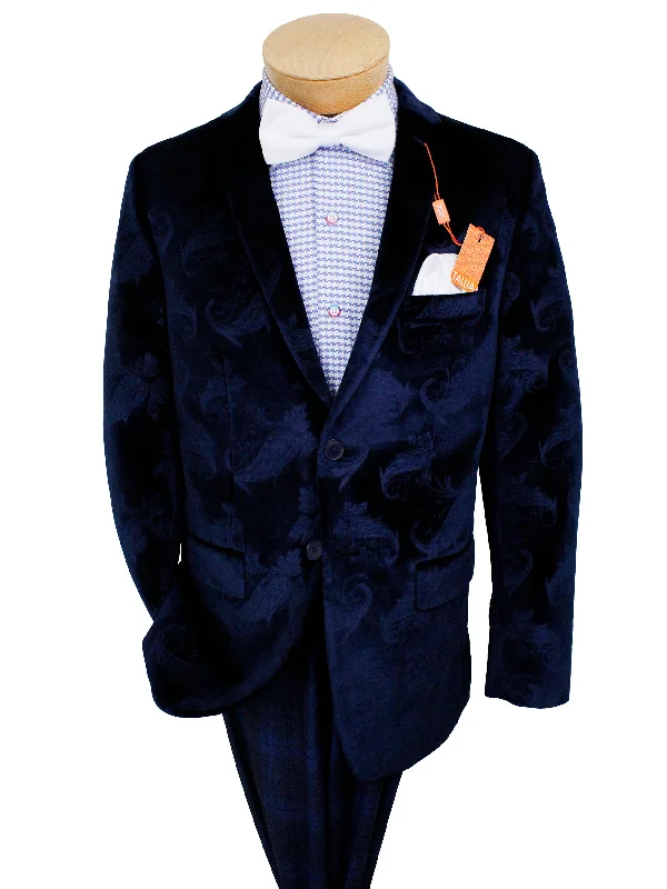 Urban Luxe Comfy Tops Tallia 36797 Boy's Sport Coat - Paisley Velvet - Navy