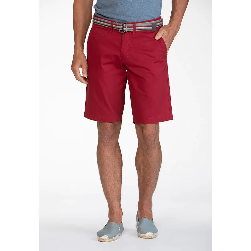 Relaxed Cool Modern Basics Bruhl Fano Tailored Cotton Twill Stretch Regular Fit Shorts Red