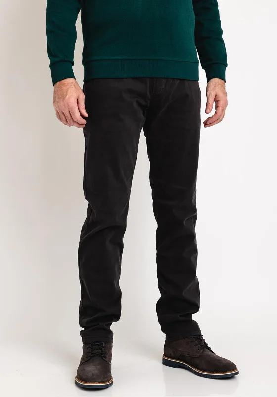 Contemporary Street Cool Bottoms Bugatti Broken Twill Chinos, Charcoal Grey