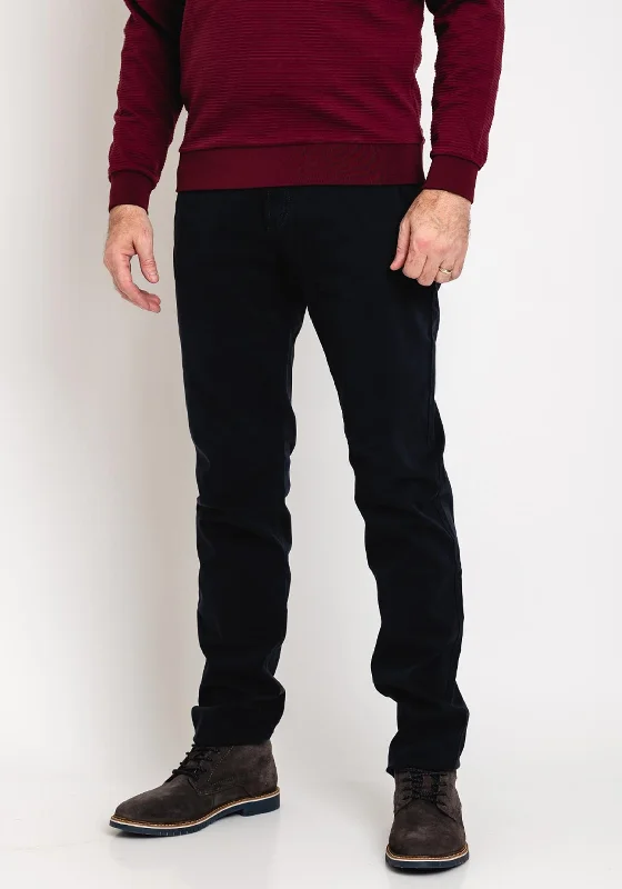 Retro Rugged Urban Jackets Bugatti Broken Twill Chinos, Midnight Blue