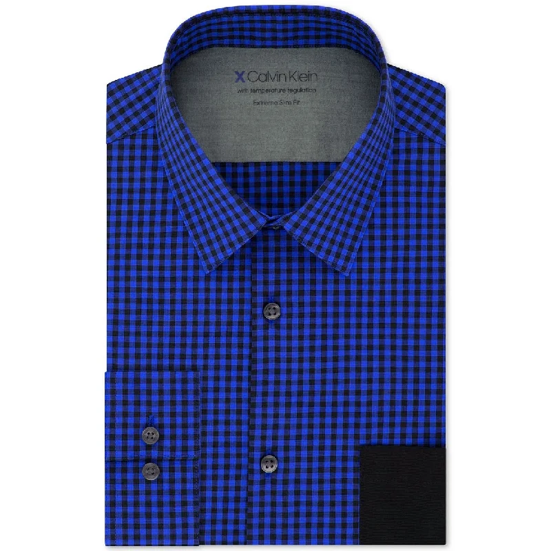 Minimal Rugged Comfy Tops Calvin Klein Men's Extra Slim-Fit Performance Stretch Temperature Regulating Check Dress Shirt Blue Size 34x35 Minimal Rugged Comfy Tops Calvin Klein Men's Extra Slim-Fit Performance Stretch Temperature Regulating Check Dress Shirt Blue Size 34x35