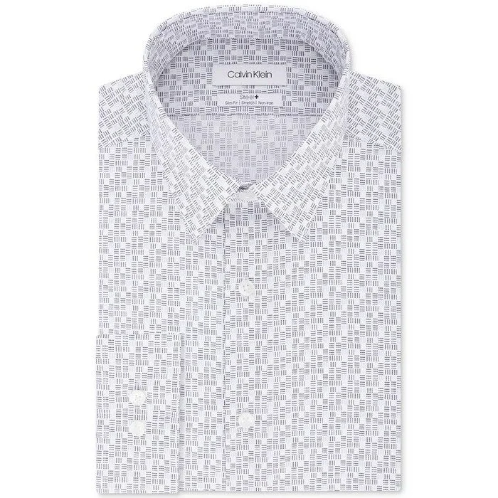 Urban Luxe Weekend Gear Calvin Klein Men's Gray Dot-Print Dress Shirt Blue Size 17.5X34-35 Urban Luxe Weekend Gear Calvin Klein Men's Gray Dot-Print Dress Shirt Blue Size 17.5X34-35