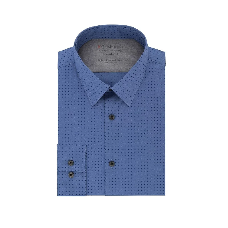 Vintage Street Everyday Apparel Calvin Klein Men's Gray Print Dress Shirt Blue Size 32x33 Vintage Street Everyday Apparel Calvin Klein Men's Gray Print Dress Shirt Blue Size 32x33