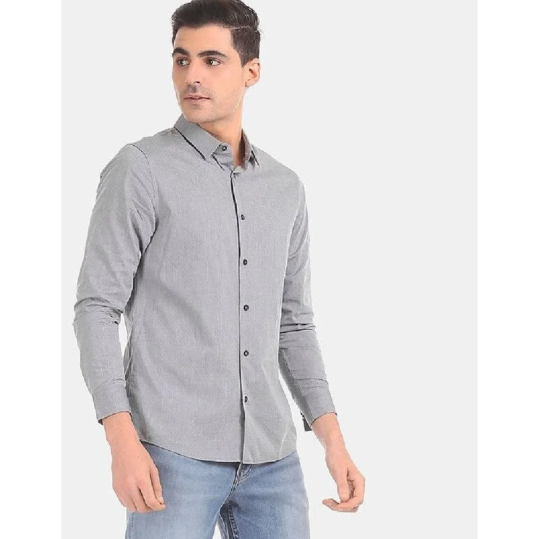 Modern Rebel Winter Jackets Calvin Klein Men's Placket Button Up Shirt Gray Size Large
