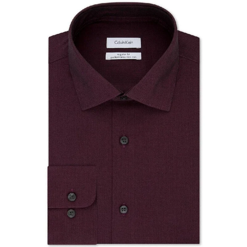 Monochrome Chic Casual Button-ups Calvin Klein Men's Regular Fit Non-Iron Performance Herringbone Spread Collar Dress Shirt Wine Size 18x36-37 - 18-36-37 Monochrome Chic Casual Button-ups Calvin Klein Men's Regular Fit Non-Iron Performance Herringbone Spread Collar Dress Shirt Wine Size 18x36-37 - 18-36-37