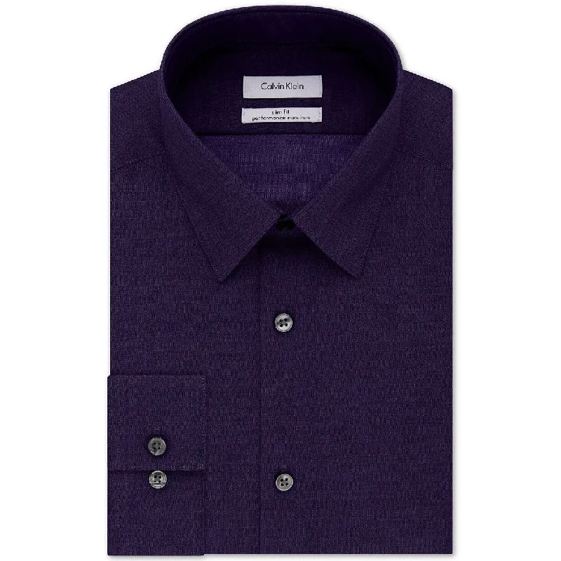 Minimalist Street Lightweight Fabrics Calvin Klein Men's Slim Fit Point Collar Dress Shirt Purple 17-34-35 Minimalist Street Lightweight Fabrics Calvin Klein Men's Slim Fit Point Collar Dress Shirt Purple 17-34-35