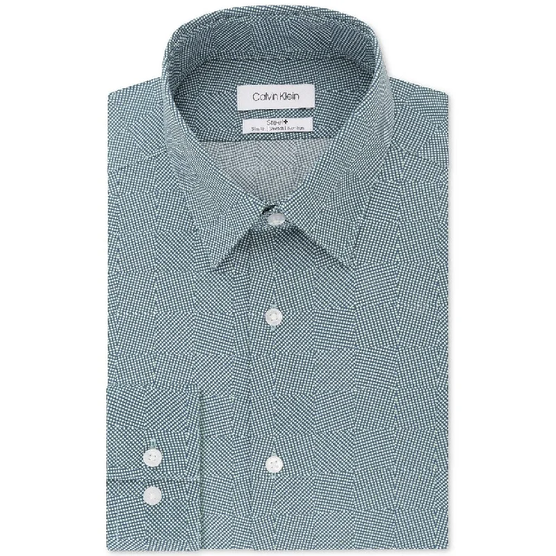 Sophisticated Sleek Bold Colors Calvin Klein Men's Steel Slim-Fit Non-Iron Performance Stretch Print Dress Shirt Green Size 34X35 Sophisticated Sleek Bold Colors Calvin Klein Men's Steel Slim-Fit Non-Iron Performance Stretch Print Dress Shirt Green Size 34X35
