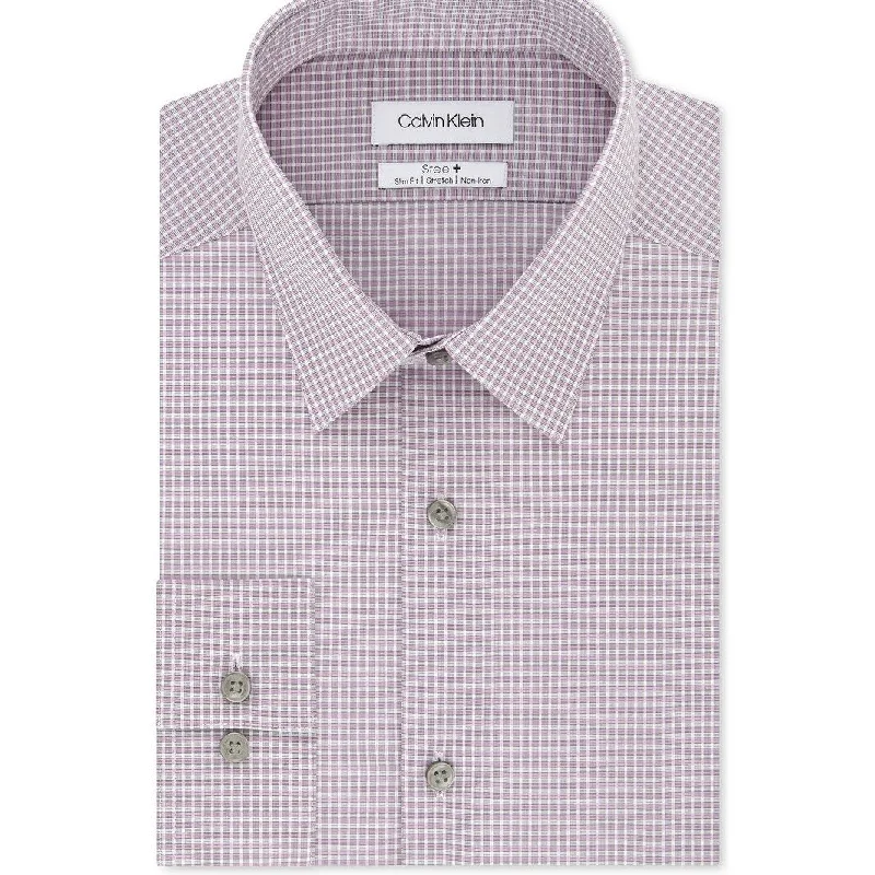 Classic Edge Fall Fashion Calvin Klein Men's Steel Stretch Check Dress Shirt Pink Size 15X34-35 Classic Edge Fall Fashion Calvin Klein Men's Steel Stretch Check Dress Shirt Pink Size 15X34-35