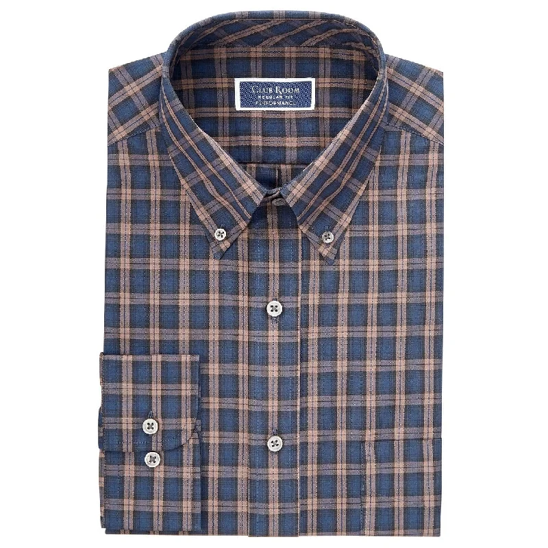 Rugged Luxe Business Casual Club Room Men's Blackwatch Tartan Dress Shirt Blue Size 36-37 Rugged Luxe Business Casual Club Room Men's Blackwatch Tartan Dress Shirt Blue Size 36-37