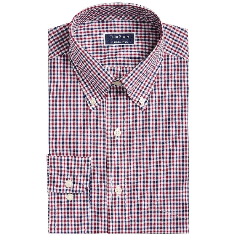Relaxed Cool Stylish Jeans Club Room Men's Classic/Regular Fit Gingham Check Performance Dress Shirt Wine Size 17.5X34-35 Relaxed Cool Stylish Jeans Club Room Men's Classic/Regular Fit Gingham Check Performance Dress Shirt Wine Size 17.5X34-35