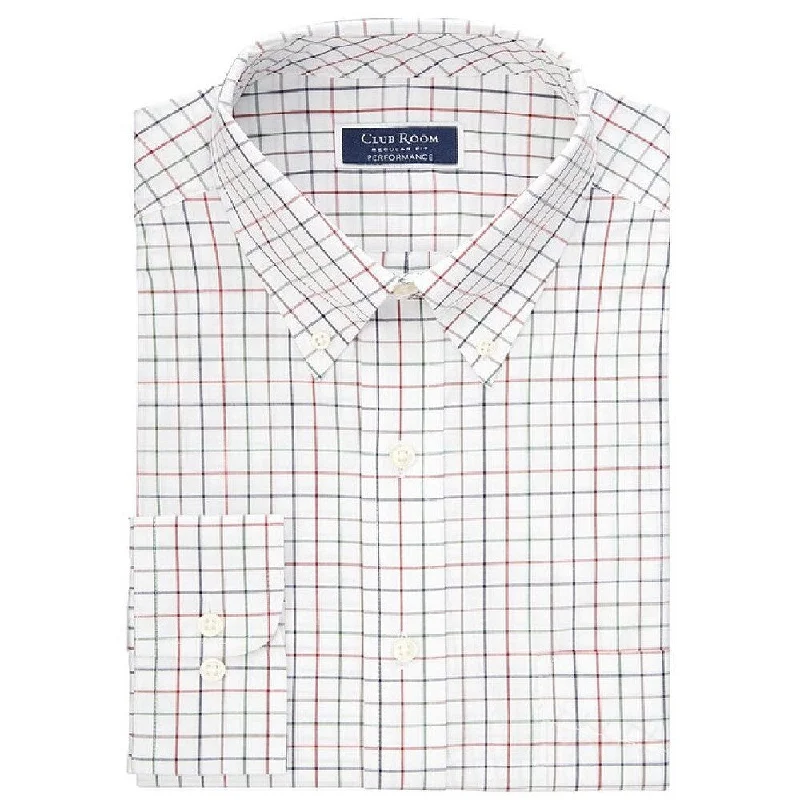 Sleek Heritage Casual Outerwear Club Room Men's Classic/Regular Fit Stretch Tattersall Dress Shirt White Size 18x34-35 Sleek Heritage Casual Outerwear Club Room Men's Classic/Regular Fit Stretch Tattersall Dress Shirt White Size 18x34-35