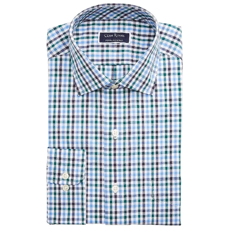 Relaxed Cool Outdoor Gear Club Room Men's Gingham Dress Shirt Navy Size 17-32-33