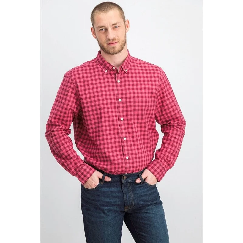 Sleek Rugged Bold Designs Club Room Men's Gingham Shirt Dark Red Size Small