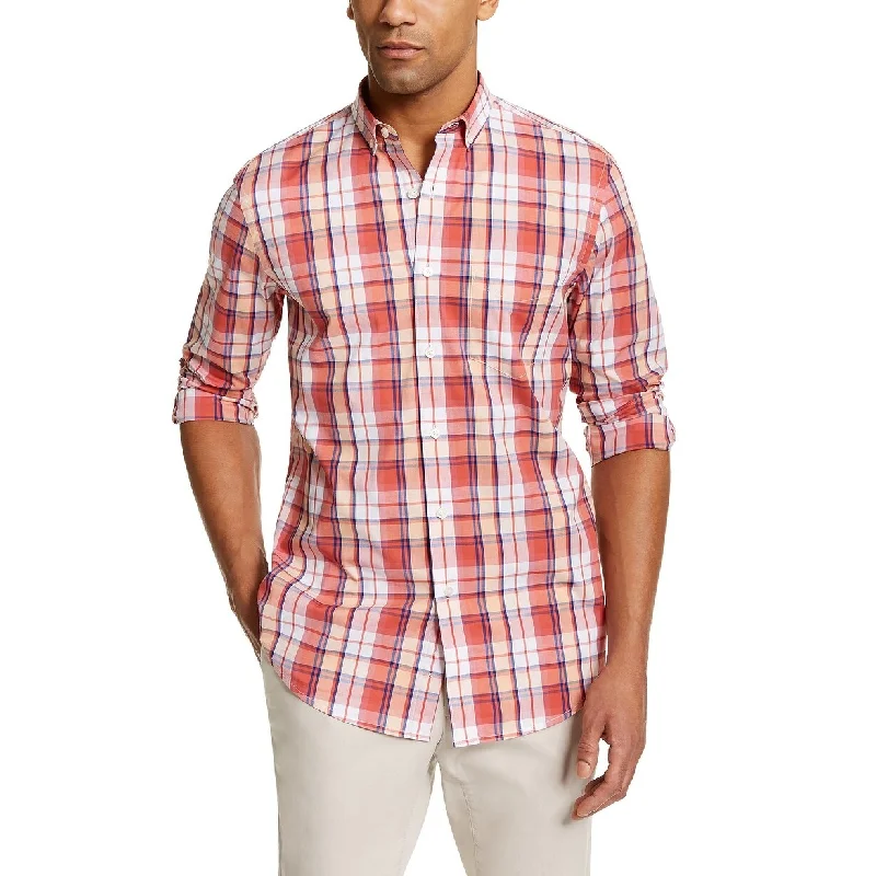 Timeless Chic Stylish Jackets Club Room Men's Plaid Shirt Red Size Large