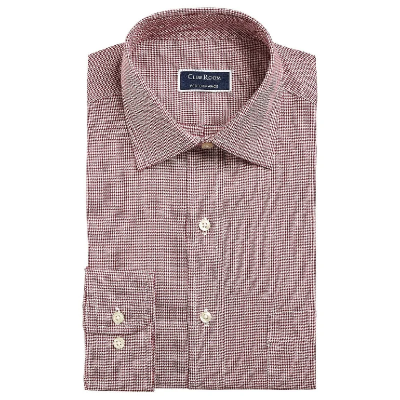 Vintage Luxe Casual Footwear Club Room Men's Regular/Classic Fit Stretch Twill Puppytooth Dress Shirt Red Size 16.5x32-33 Vintage Luxe Casual Footwear Club Room Men's Regular/Classic Fit Stretch Twill Puppytooth Dress Shirt Red Size 16.5x32-33
