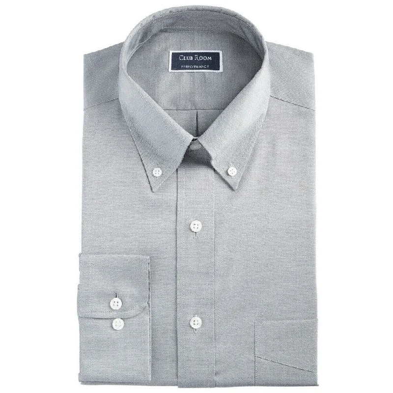 Sleek Rugged Classic Fits Club Room Men's Regular-Fit Performance Stretch Solid Dress Shirt Gray Size 17x32-33 Sleek Rugged Classic Fits Club Room Men's Regular-Fit Performance Stretch Solid Dress Shirt Gray Size 17x32-33