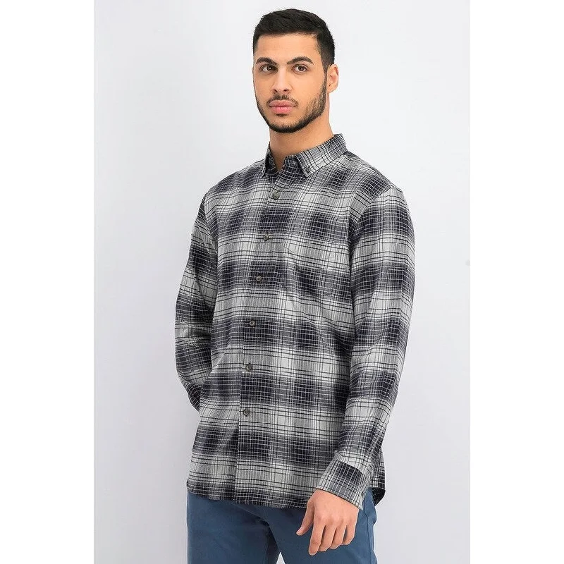 Modern Edgy Casual Wear Club Room Men's Stretch Brushed Cotton Plaid Flannel Shirt Gray Size 2 Extra Large Modern Edgy Casual Wear Club Room Men's Stretch Brushed Cotton Plaid Flannel Shirt Gray Size 2 Extra Large