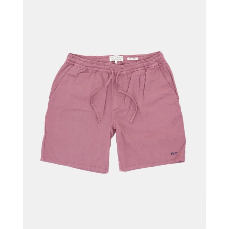 Contemporary Minimal Functional Wear Colours And Sons Linen Blend Shorts 9223-980 - Plum Contemporary Minimal Functional Wear Colours And Sons Linen Blend Shorts 9223-980 - Plum