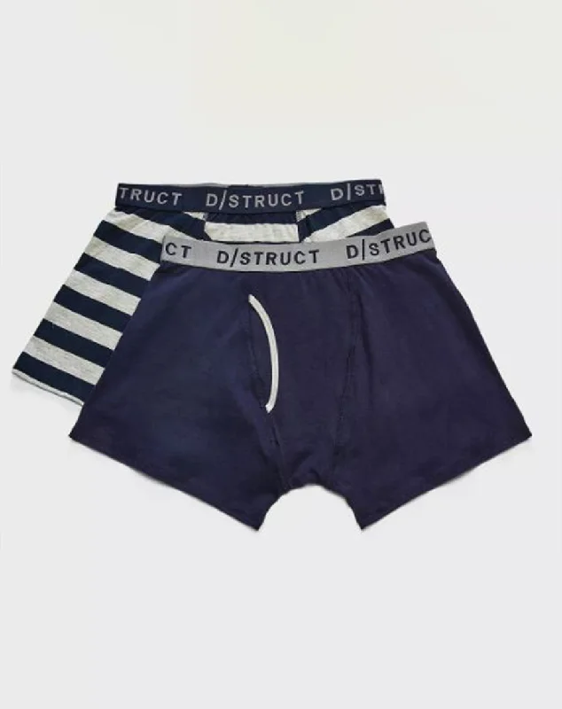 Monochrome Minimal Travel Wardrobe DATCHO MEN'S TWO PACK BOXER SHORTS | NAVY/GREY
