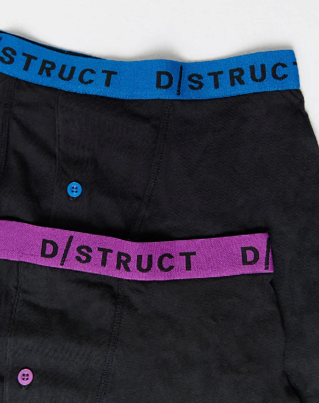 Timeless Rebel Daily Looks DELINQUO MEN'S TWO PACK PLAIN BOXER SHORTS | BLACK