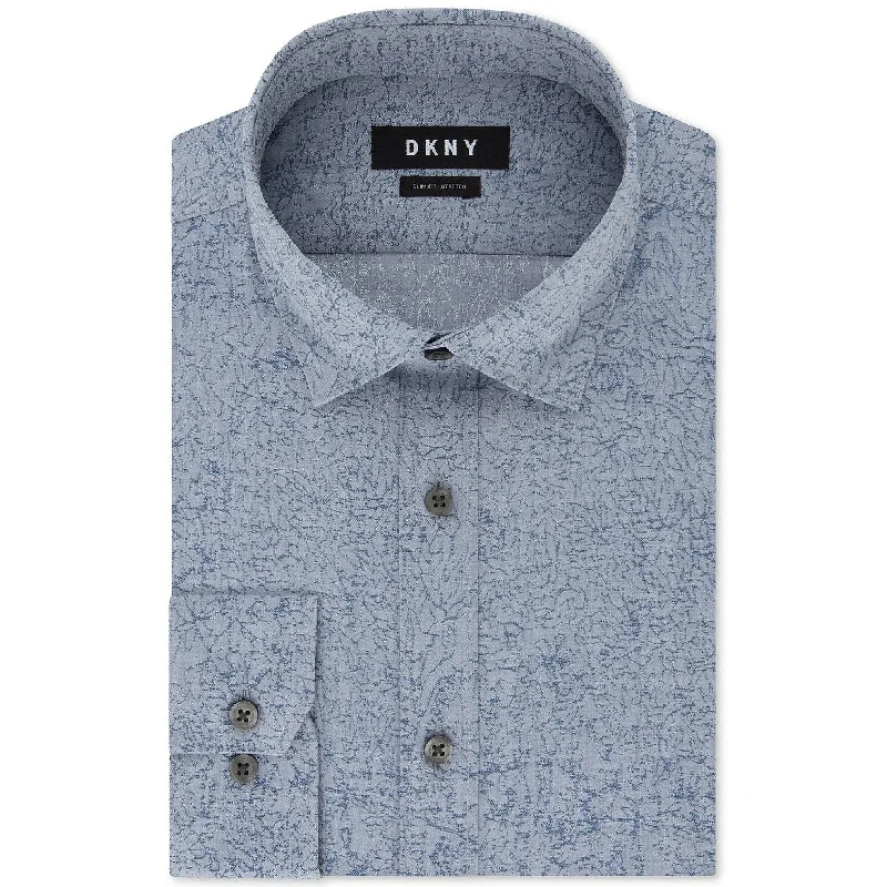 Retro Smart Streetwear Clothing DKNY Men's Slim-Fit Stretch Kaihara Botanical Patterned Dress Shirt Blue Size 32X33 - 16.5X32-33 Retro Smart Streetwear Clothing DKNY Men's Slim-Fit Stretch Kaihara Botanical Patterned Dress Shirt Blue Size 32X33 - 16.5X32-33