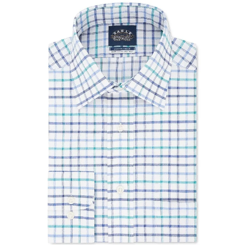 Sleek Modern Urban Tees Eagle Men's Classic Fit Non-Iron Flex Collar Check Dress Shirt White Size 17-32-33 Sleek Modern Urban Tees Eagle Men's Classic Fit Non-Iron Flex Collar Check Dress Shirt White Size 17-32-33