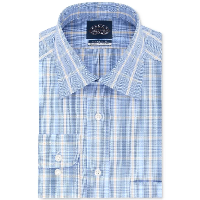 Casual Sleek Cozy Jackets Eagle Men's Classic Fit Non-Iron Stretch-Collar Plaid Dress Shirt Brown Size 16-32-33 Casual Sleek Cozy Jackets Eagle Men's Classic Fit Non-Iron Stretch-Collar Plaid Dress Shirt Brown Size 16-32-33