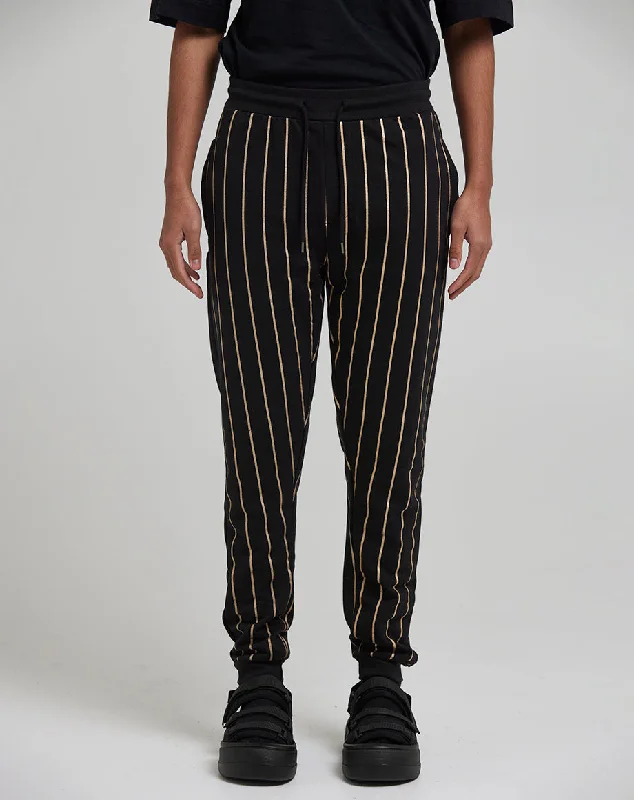 Smart Rugged Office Outfits ELMONTE MEN'S STRIPED JOGGERS | BLACK