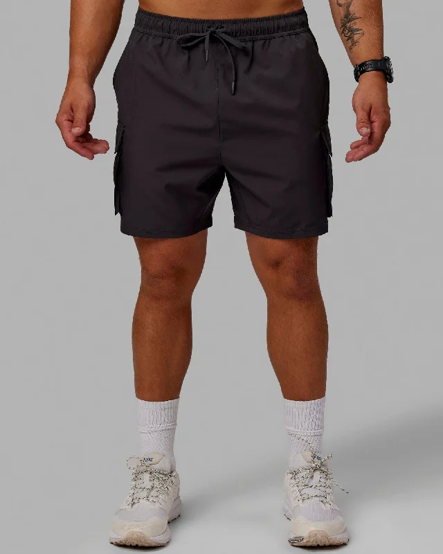 Retro Edge Trendy Tees Energy Stretch 6" Performance Cargo Shorts - Pirate Black