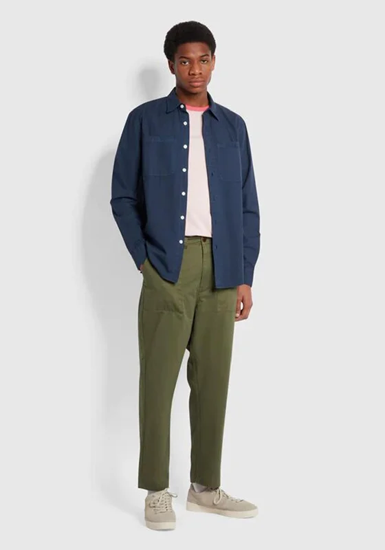 Retro Monochrome Trendy Sweaters Farah Hawtin Relaxed Fit Twill Trousers, Vintage Green