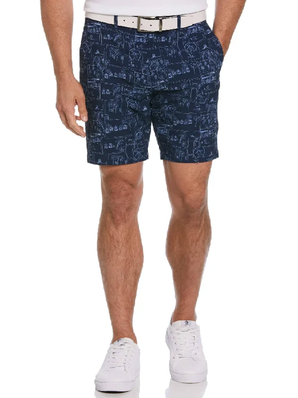 Smart Sleek Fashion Jeans Men's Heritage Beach Club Print 8" Golf Shorts