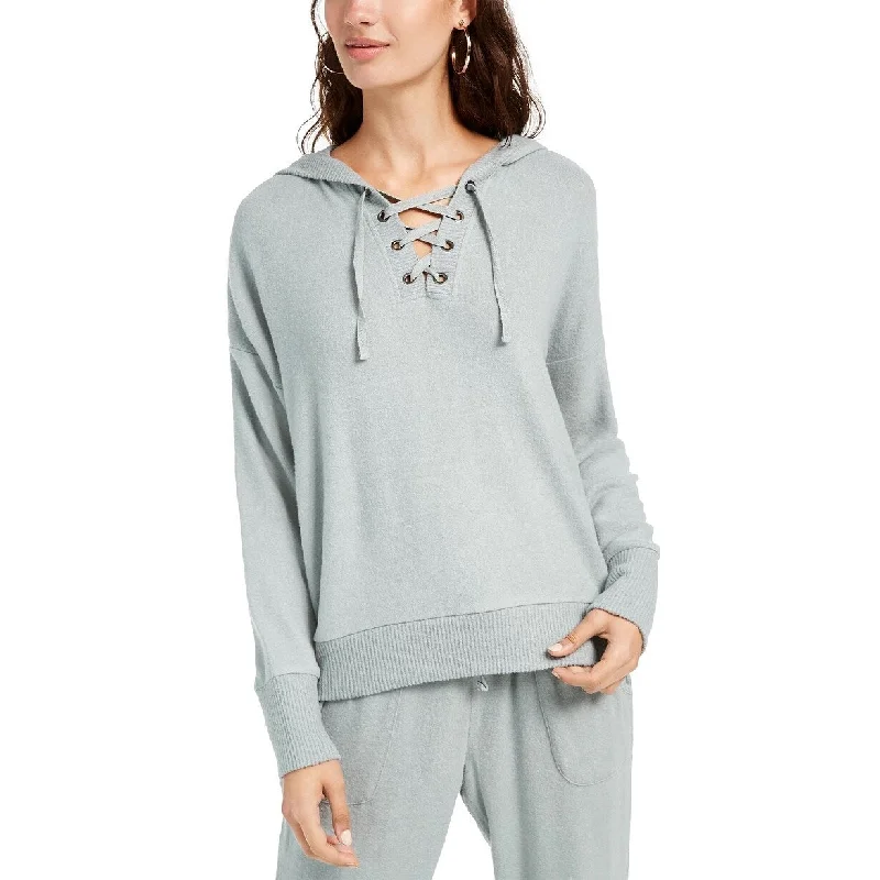 Modern Edgy Casual Footwear Hippie Rose Junior's Cozy Lace Up Hoodie Grey Size X-Small Modern Edgy Casual Footwear Hippie Rose Junior's Cozy Lace Up Hoodie Grey Size X-Small